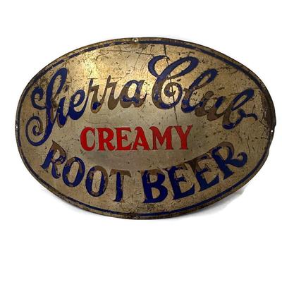 Vintage Sierra Club Creamy Root Beer Metal Sign 