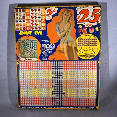 Vintage “Shut Eye” Punchboard Game 