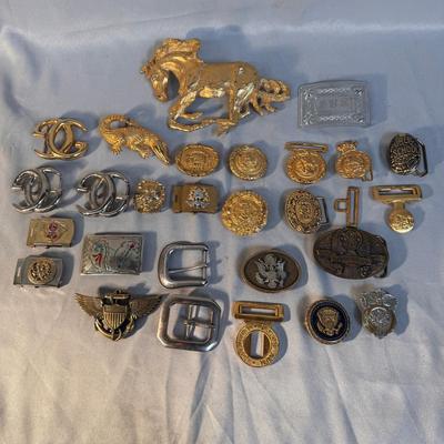 Lot of 25+ Vintage Belt Buckles – Military, Western, Designer, Novelty & More