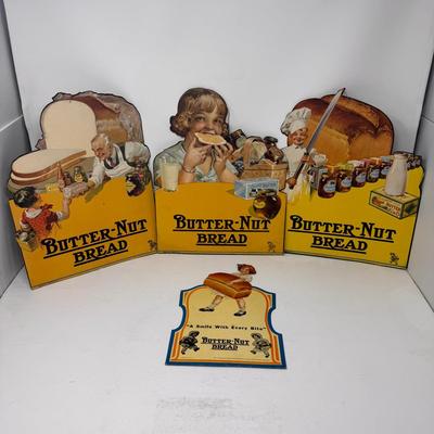 Vintage Butter-Nut Bread Die-Cut Advertising Signs 