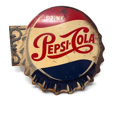 Vintage Pepsi-Cola Bottle Cap Sign 