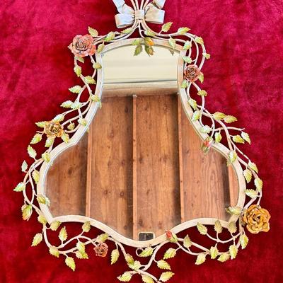 Vintage Floral Mirror with Bow Top 