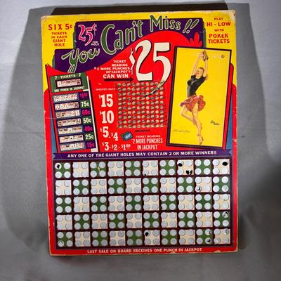 Vintage “You Can’t Miss!!” Punchboard 