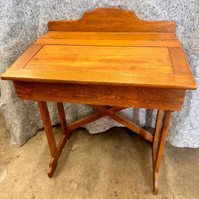 Antique Oak Lift-Top School Desk with Chalkboard