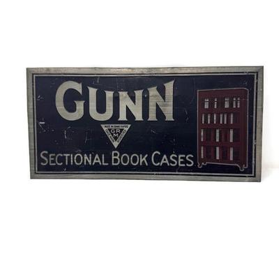 Antique GUNN Sectional Book Cases Bras-Etch Sign 