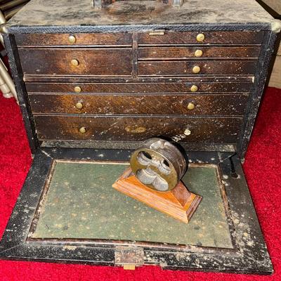 Antique Machinist's Tool Box Featuring Starrett And More