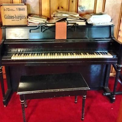 Upright Piano With Vintage Sheet Music 