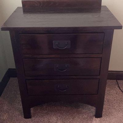 Three Drawer, Dark Wood Nightstand