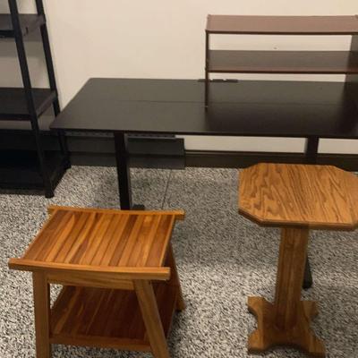 Desk, Stool and Pedestal Table