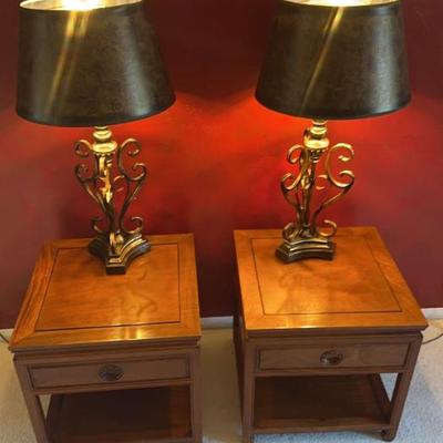 Sf136 two rosewood nightstands and two lamps