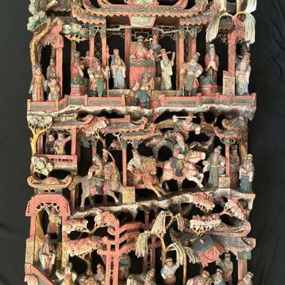 Sf120v antique carved wood coloured panel