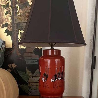 Sf150 red crowned crane vase lamp