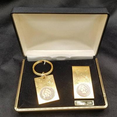 (MDR00082) Indian Head Coin Keychain And Money Clip
