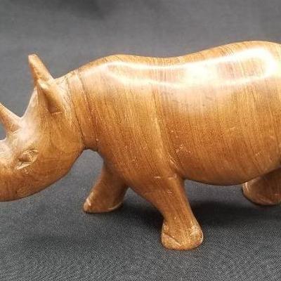 (MDR00042) Wooden Rhinoceros Polished Smooth 