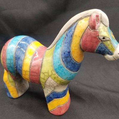 (MDR00048) Raku Pottery Zebra Signed
