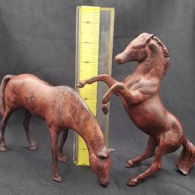 (MDR00046) Pair Of Bronze Colored Horses Very Heavy Possible Cast Iron Or Bronze