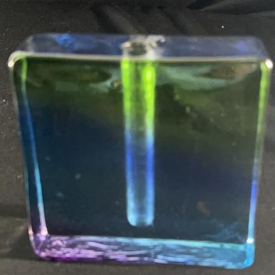 (S167) Blue/ Green Glass Single Stem Vase