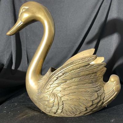 (S217) Vintage Large Brass Swan Figurine