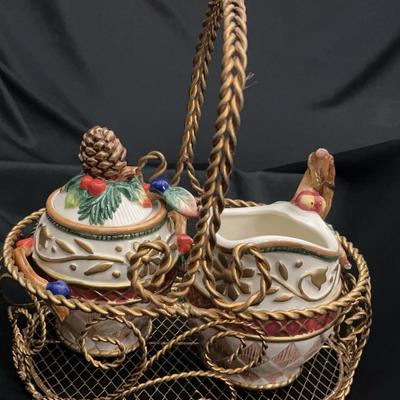 (S114) Fitz And Floyd Classic Teapot And Creamer Set
