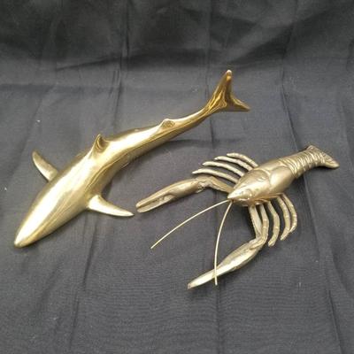 (MDR3054) Brass Shark And Lobster 