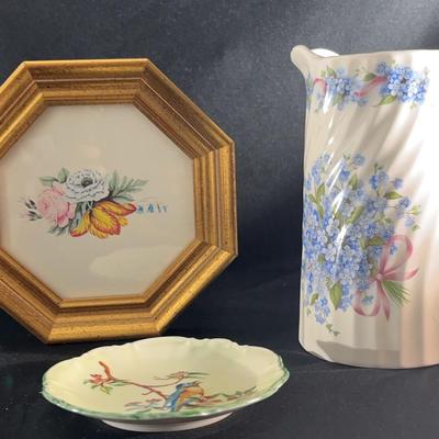 (S170) Vintage Cute Ceramic Milk Jug /Vintage Turner Wall Frame/vintage Small Bluebird Plate/ 