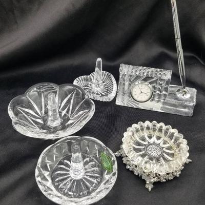 (MDR00062) Crystal Clock And Jewely Dishes