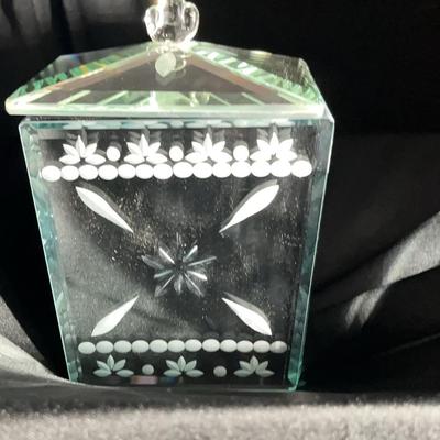 (S117) Vintage Glass Mirrored Trinket Box