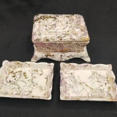 (MDR00066) Brandt's Of California Pottery Box With Trinket Diahes