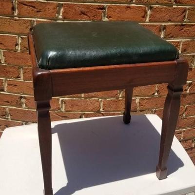 (MDR3011) Green Leather Top Sewing Stool With Storage