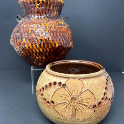 Signed Studio Pottery & Pitch & Navajo Pitch Pot