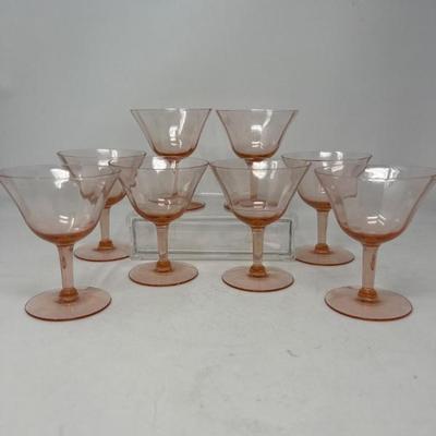 Vintage Tiffin-Franciscan Optic Pink Handblown Champagne Glasses