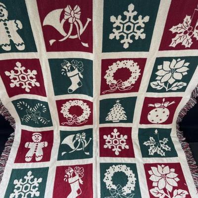 Christmas Themed Couch Throw with Fringe