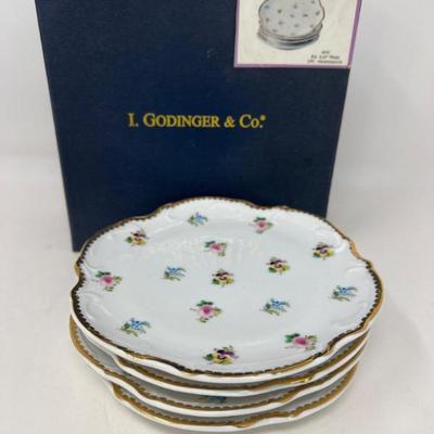 I. Godinger Rosebud 6.25in Porcelain Plates- Box of 4