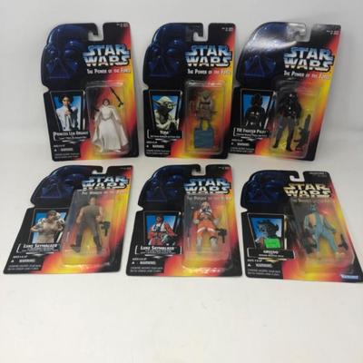 6 Star Wars Power Of The Force Action Figures - In Original Packaging