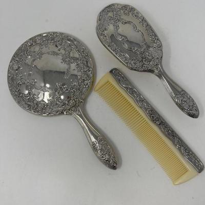 Vintage Art Nouveau Silver Plated Vanity Set