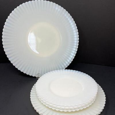 Macbeth-Evans Petalware White Opalescent Glassware Plates