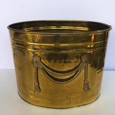 Vintage Oval Brass Pot/Planter/Container with Rope Tassel Design