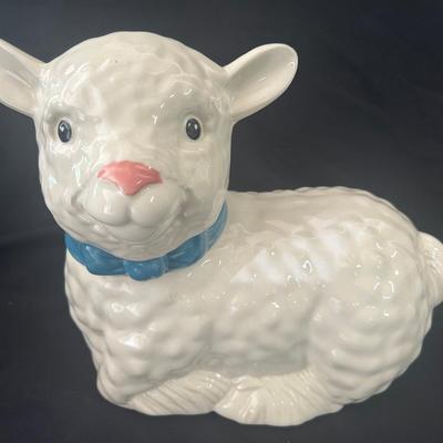 Metlox Lamb With Blue Collar Cookie Jar