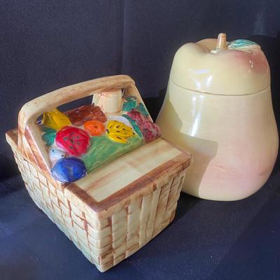 McCoy Picnic Basket And Blushing Pear Cookie Jars