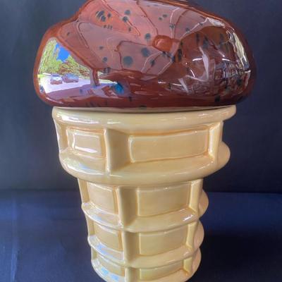 Chocolate Ice Cream Cone Cookie Jar 
