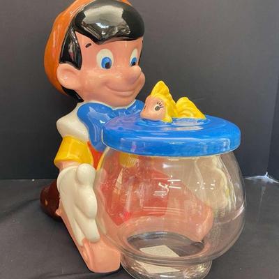 1980s Pinocchio With Fish Bowl Cookie Jar By Treasure Craft
