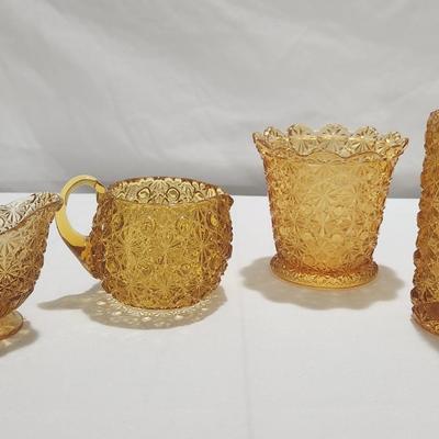 Fenton Amber Daisy And Button Pieces