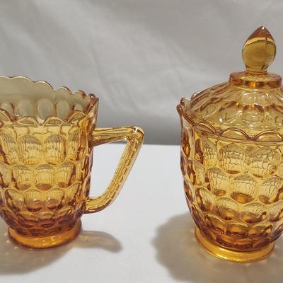 Fenton Thumbprint Sugelar And Creamer