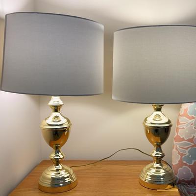 Pair of Matching Gold-Tone Table Lamps