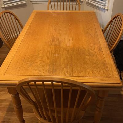 Vintage Oak Dining Table & Spindleback Chair Set