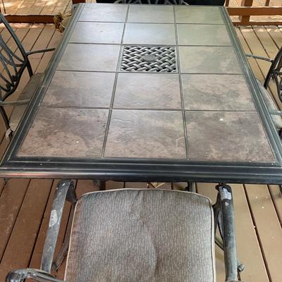 Outdoor Metal Table & Chair Set W/ Tile Top