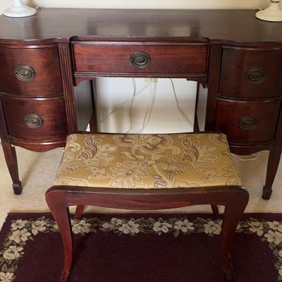 Antique Wooden Vanity & Bench
