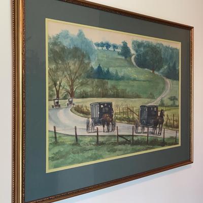 L. Shinn Amish Country Framed Watercolor