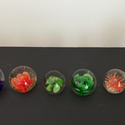 Floral Themed Art Glass Paperweights