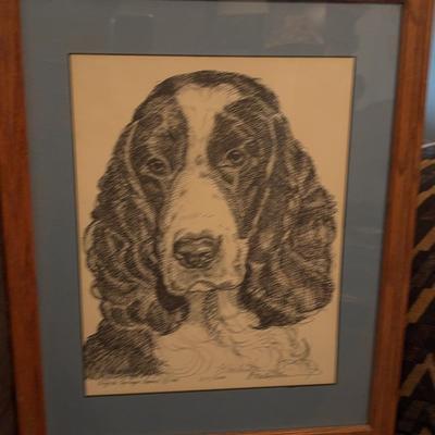 Wood-Framed English Springer Spaniel Signed & Numbered Print
